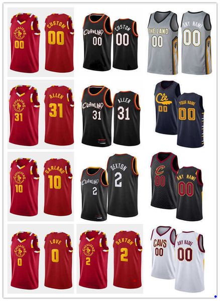 

75th custom jersey cleveland''cavaliers''men women youth kevin 0 love collin 2 sexton darius 10 garland jarrett 31 allen, Black;red