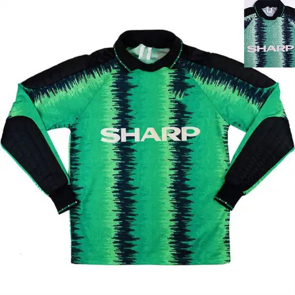 Jerseys de futebol 90 91 92 Gk Jersey Longe Green Black 1# Schmeichel Maillot Foot Shirt