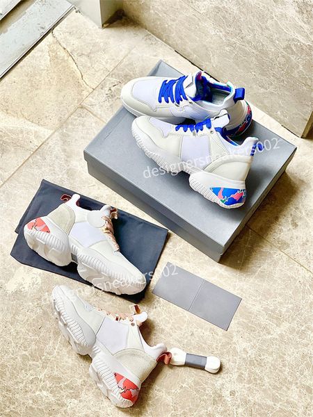 

2022 men women luxurys designers shoes white printed calf leather casual shoe trainers pink blue runner rx220414, Black