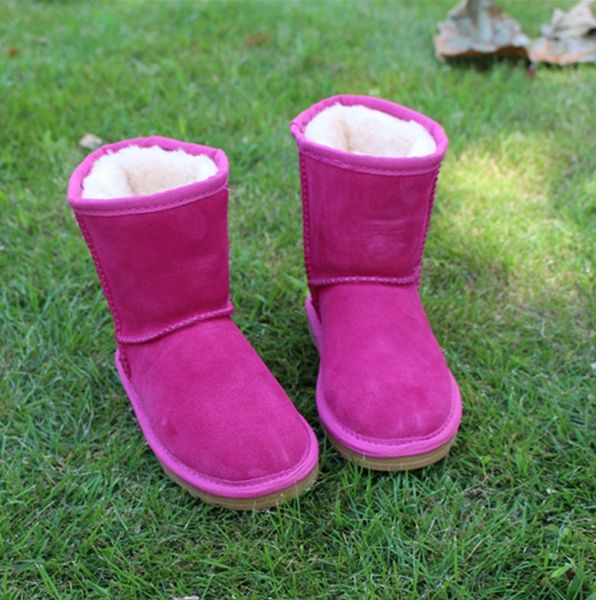 

2022 sell mid-barrel u5281 cowhide children's snow boots warm waterproof and non-slip children's shoes, Black