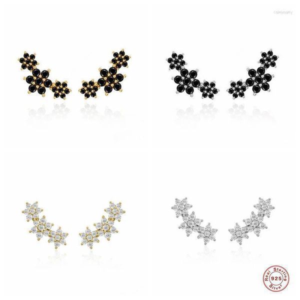 Stud Orecchini in vero argento sterling 925 con diamanti a forma di fiore per le donne Ragazze Ins Piercing in oro 18 carati con anello a forma di orecchioStud Dale22 Farl22