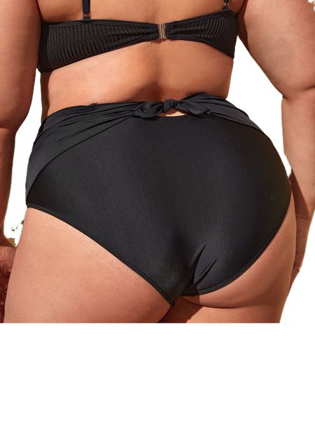 

plus ruched knot back bikini bottom n2wo#, Black