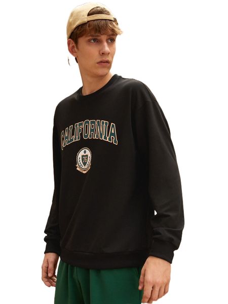 

men letter graphic drop shoulder sweatshirt r7re#, Black