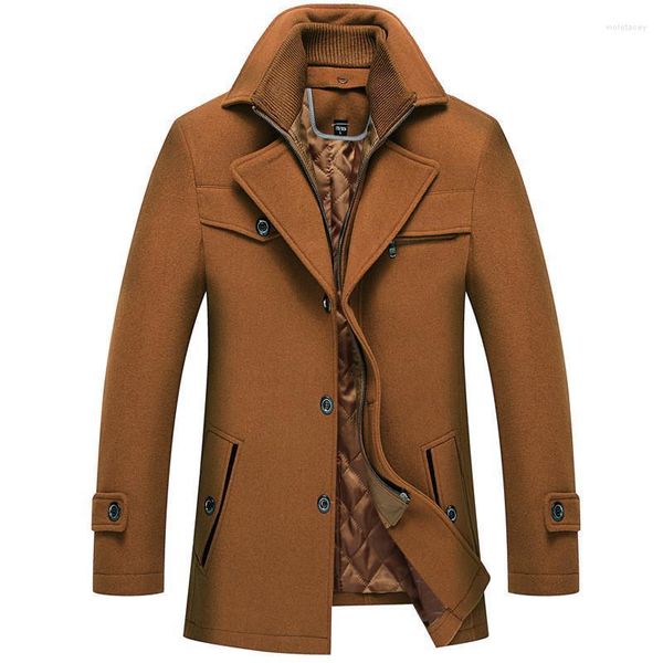 Männer Wolle Mischungen Männer Winter Warme Trenchcoat Business Büro Erbse Windjacke Für Mann Kaschmir Jacke Abnehmbarer Kragen Viol22