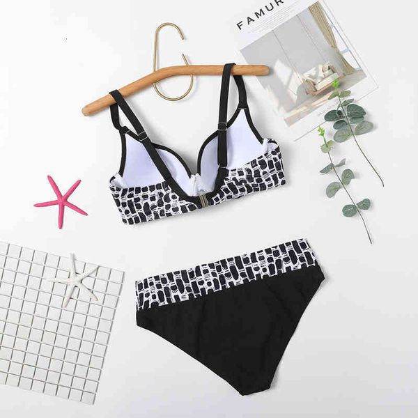 

leopard swimsuit black print women's split bikini swimsuit, White;black