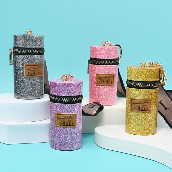 Mini bolsa de grife chaveiros lenço de seda batom macaron chaveiros bolsa pingente carro chaveiro corrente para mulheres