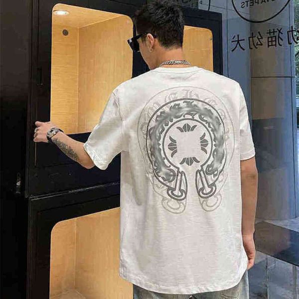 

ch fashion men's classic t shirts print cro tees designer big shadow horseshoe t-shirt short sleeve women's sanskrit cross sweatsh, White;black