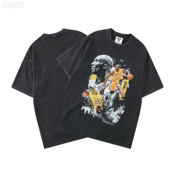 

men's t-shirts designer chaopai street 260g double yarn cotton used t-shirt youth loose round neck pullover direct spray xdyg, White;black