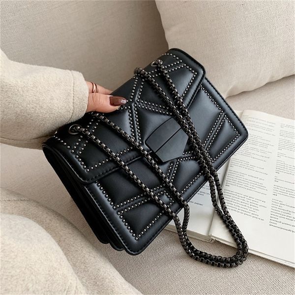 

autumn winter black women's new fashion version chain single messenger small square clearance outlet sale
