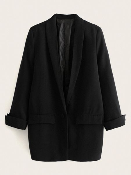 

shawl collar rolled cuff solid blazer i9tb#, White