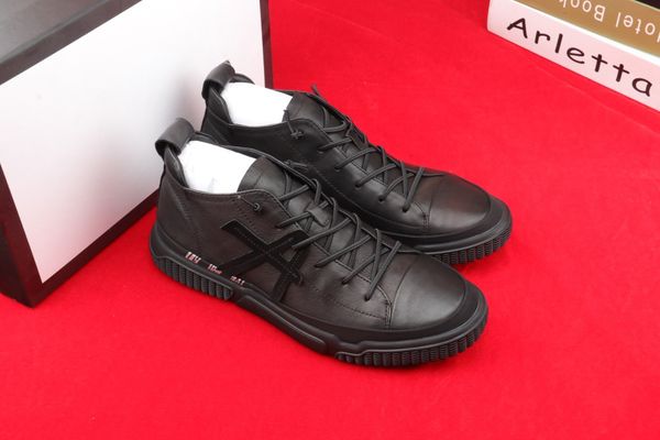 

high end quality new men's fashion cowhide high boots 38-44, Black