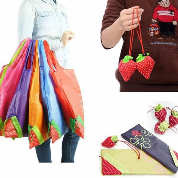 Kreative umweltfreundliche Aufbewahrungstasche, Handtasche, Erdbeere, faltbare Einkaufstaschen, wiederverwendbar, faltbar, große Nylon-Öko-Einkaufstasche