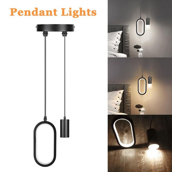 Lampade a sospensione Lampadario doppio ovale moderno Stile nordico Soggiorno Camera da letto Comodino Lampada a sospensione a LED 220V Illuminazione domestica per interniPendente