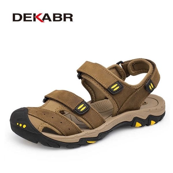 

dekabr fashion summer shoes cow leather men sandals mens casual shoes nonslip rubber soles beach shoes plus size 38 47 210624, Black