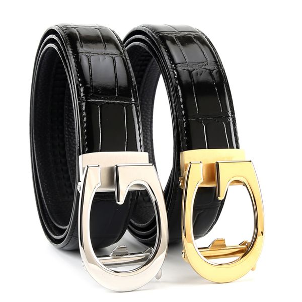 

2022 men's 3.5cm stainless steel rocker automatic leather dress belt leisure business classic luxury wedding belts for men, Black;brown