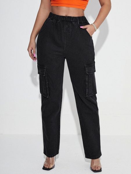 

sxy flap pocket cargo jeans u0al#, Blue