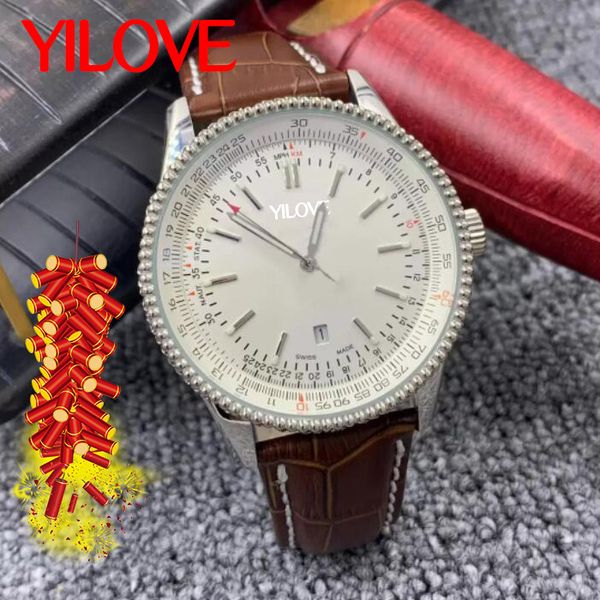 Pulseira de couro Homens Men automático relógio mecânico impermeável fino de 43mm de discagem redonda top top marca clássica de luxo de luxo tendência de tendência