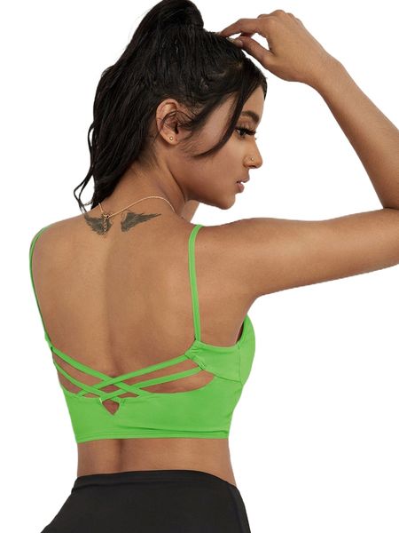 

breathable softness crisscross backless sports bra 86ik#, Gray