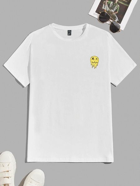 

men cartoon graphic round neck tee y3zg#, White;black