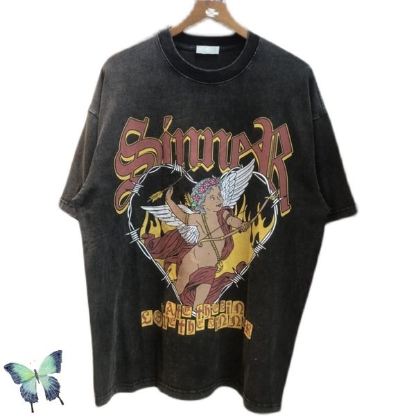 

washed vintage print men's do old t-shirt tees print oversize, White;black