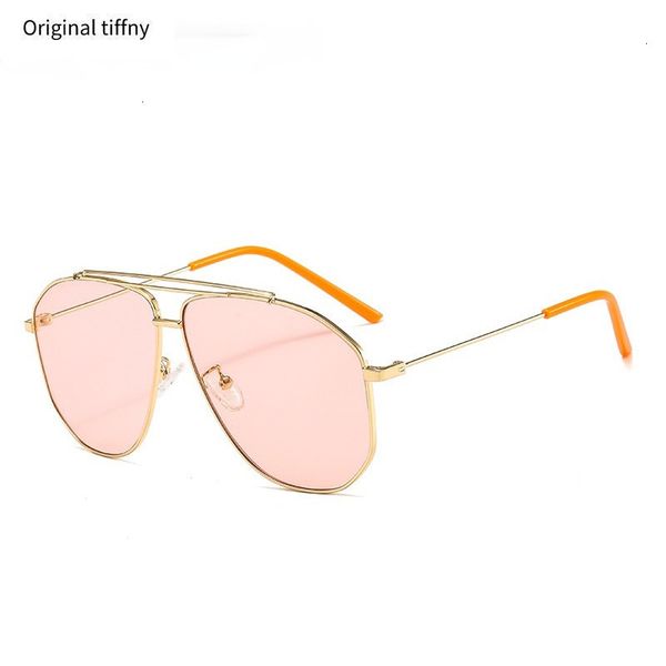 Óculos de sol de polígono da liga quadrada para homens 2022 Moda Pilot Aviation Sun Glasses Women Retro Rosa Clear Tons de tamanho grande Y220427