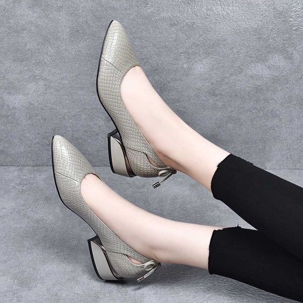 

paris classic luxury luxurious women shoes pointed toe leather genuine pumps autumn black high heels office work designer elling