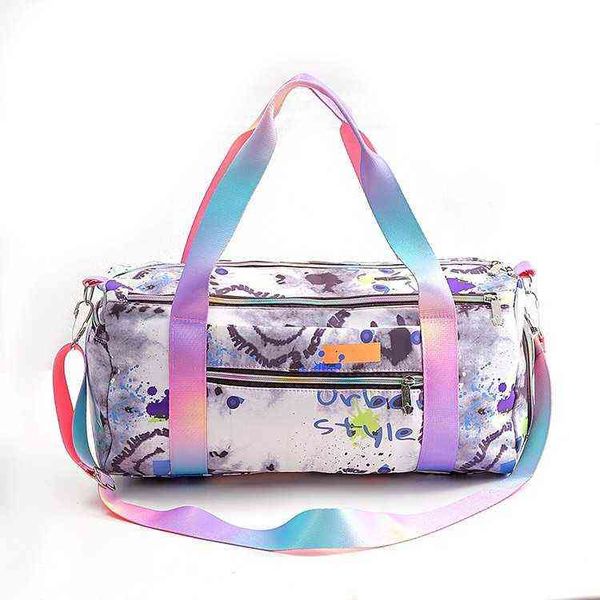 

hbp yoga fitness cylinder bag leisure hanbag cartoon printing travel large capacity leisure zipper shoulder duffel bag 220802