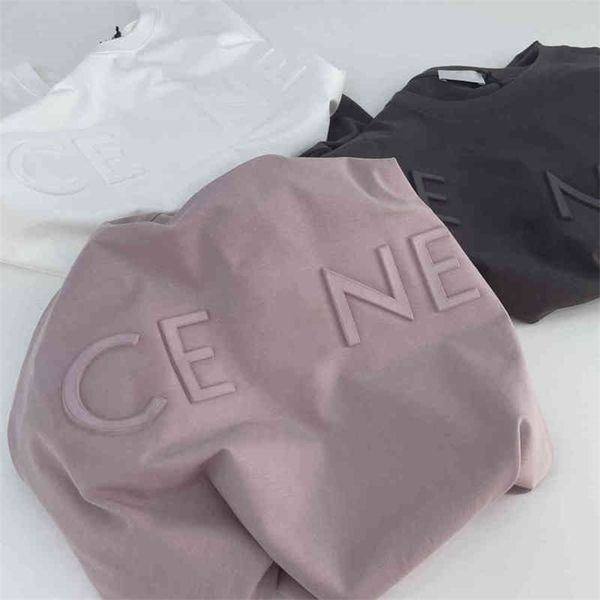 

66% off new ce + steel three dimensional letter printing loose casual sports men's and women's short sleeve t-shirt, White