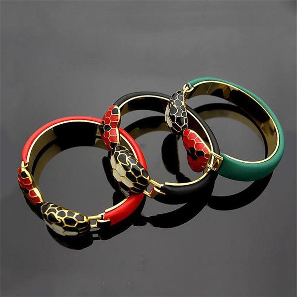 

fashion italy snake bracelets red hearts bangles stainless steel leather bracelet lovers gifts with box224b, Black