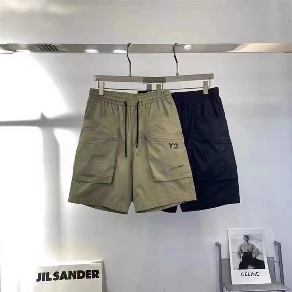 Shorts esportivos masculinos e femininos verão y3 estampa exclusiva calça cargo casual de poliéster de alta rua