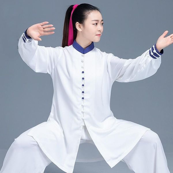 Ethnische Kleidung Weiße Tai Chi-Uniformen Outfit Wushu Leistungskostüme Chinesischer Krieger Kostüm Kung Fu Taichi Wing Chun Anzug TA1998