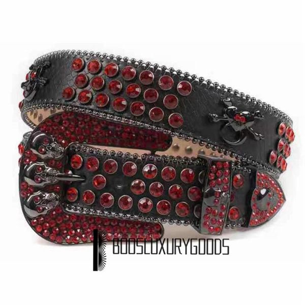 

2022 designer belt bb simon belts for men women shiny diamond belt black skull bb belts271l, Black;brown
