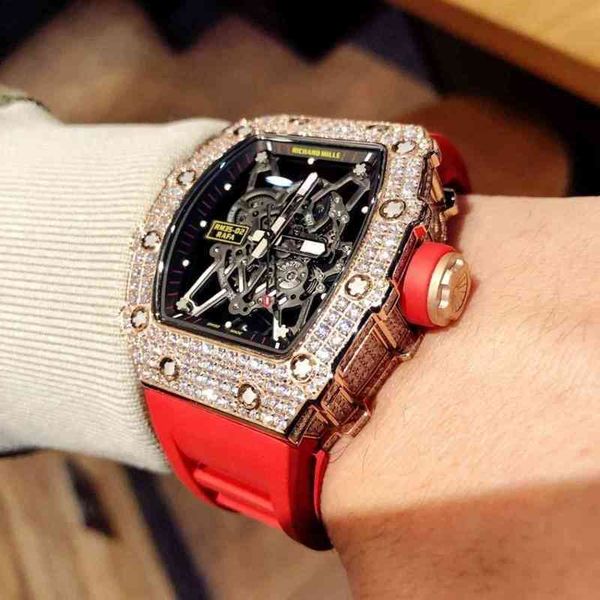 

luxury mens mechanics watch richa milles wristwatch automatic machine rm35-02 leisure wine barrel male wrist, Slivery;golden