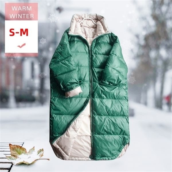 

winter fashion women long down coat female thick warm stand collar feather jacket windproof casual outwear good quanlity y201026, Black