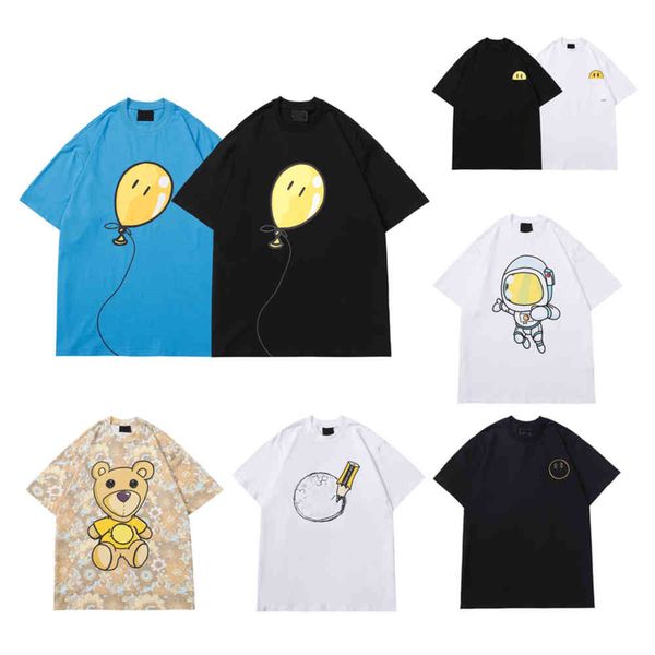 

fashion men's women's t-shirts streetwear stylist tee yellow smiley face printed short sleeve classic oversized tees,15 models, White;black