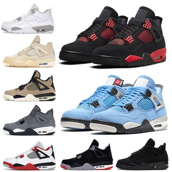 

wholesale black cat 4s mens basketball shoes university blue fire red neon white oreo pure money sport trainers sneakers, White;red
