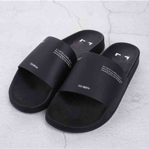 

womens luxury mens offs slippers home office summer sandals beach slide fashion brand slipper casual female shoes print stripes leather soli, Black
