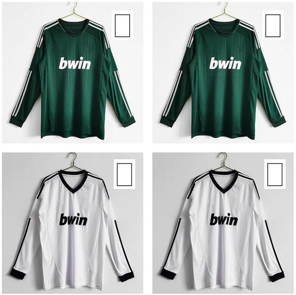 

long sleeve full 2012 2013 real retro soccer jerseys madrid classic gold white black 12 13 football shirts vintage maillot sergio r, Black;yellow