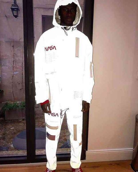 

nasa letter printed casual 3m windbreaker men's and women's couple's jacket sleeve streetwear women clothes loose, Tan;black