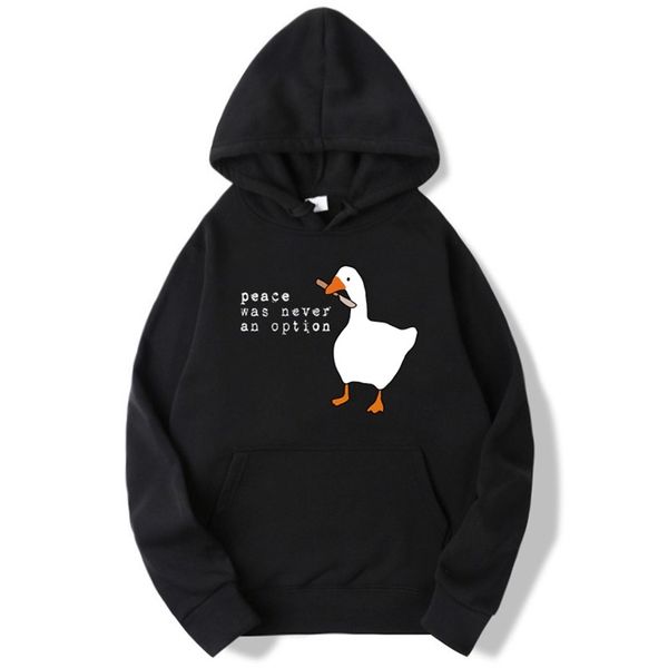 

hoodies men autumn winter sudadera hombre peace was never an option goose hoodie hooded for men women sweatshirts 220721, Black