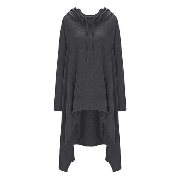 Frauen Herbst Neue Mode Lange Asymmetrische Casual Hoodie Solide Multi Farbe Langarm Kordelzug Kapuze Plus Größe Sweatshirt LJ200808