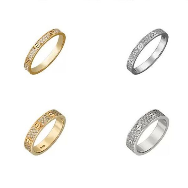 

women lovers couple diamond rings titanium steel love ring men and miss rose gold jewelry for lover rings designer-cartdesigne width-5mm 5--, Silver