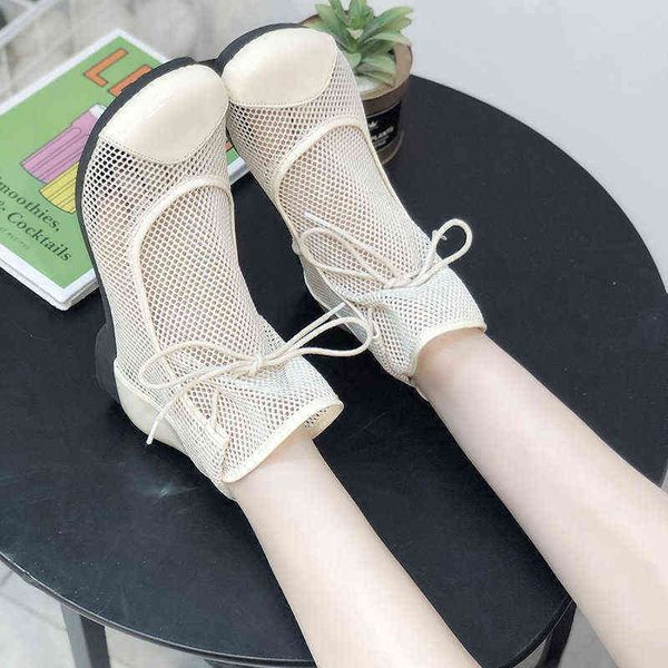 

sandels designer women mesh casual cool boots sandals summer wedges flats sport fashion shoes breathable lace up lady zapatos 220303, Black
