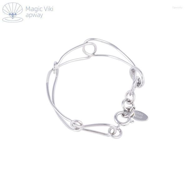 Catena a maglie Argento Metallo Minimalista Vento Freddo Genere BRACCIALE GRATUITO Giappone e Corea del Sud Design semplice delle minoranze Fawn22