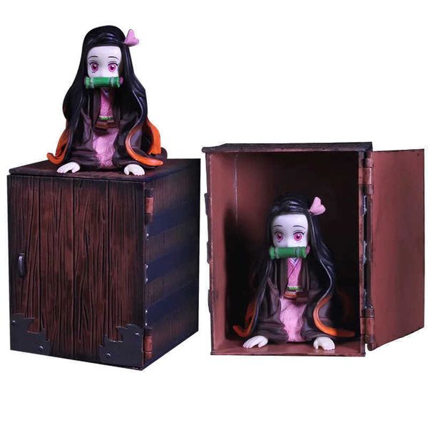 

huiya01 agatsuma zenitsu kamado nezuko pvc action figure toy demon slayer kimetsu no yaiba japanese anime figures model doll gift q0722
