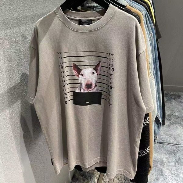 2022 Sommer-T-Shirt Crime Dog Conley-Druck handgefräste Baumwolle mit kurzen Ärmeln für Männer und Frauen im gleichen Stil der Flutmarke locker und lässig