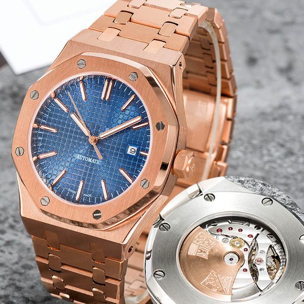 

mens automatic mechanical watches classic style 42mm full stainless steel strap wristwatches sapphire super luminous u1 factory2022, Slivery;brown