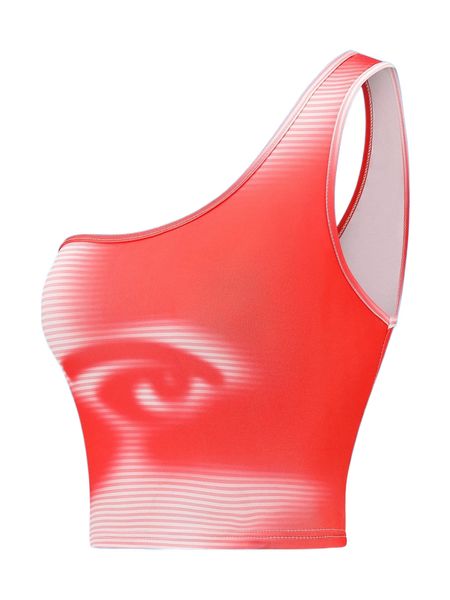 

eye print one shoulder f3im#, White