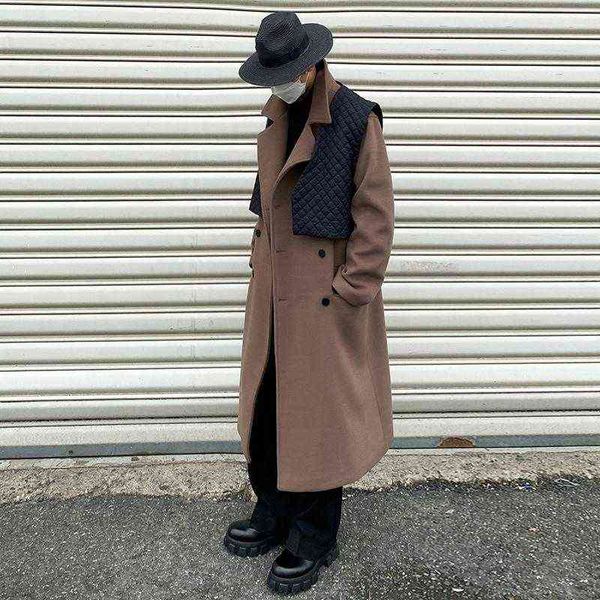 Erkek Yün Karışımları Kış Kalın Uzun Yün Palto Erkekler Sıcaklık Moda Gündelik Büyük Boyutlu Kore Gevşek Hendek Erkek Palto M-XL T220809