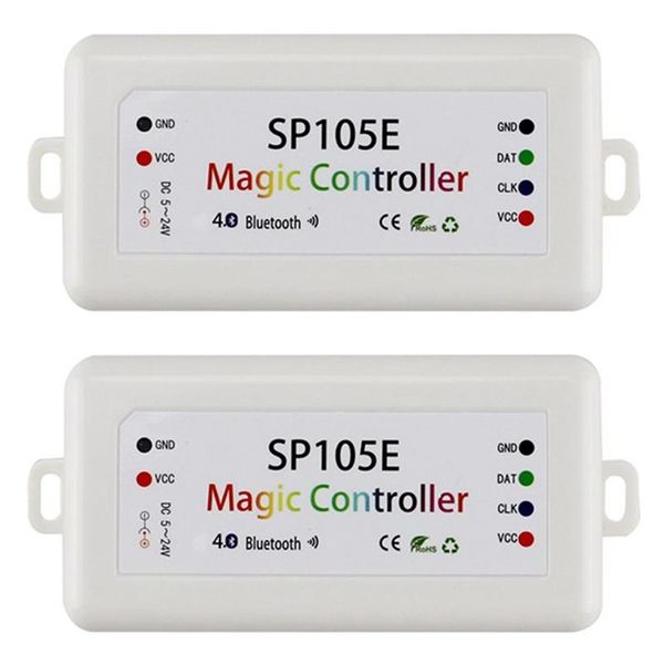 Controladores Sews-2pcs SP105E Controlador de tira de luz móvel Smart Bluetooth Magic Color LED Full ControlERRGB RGB